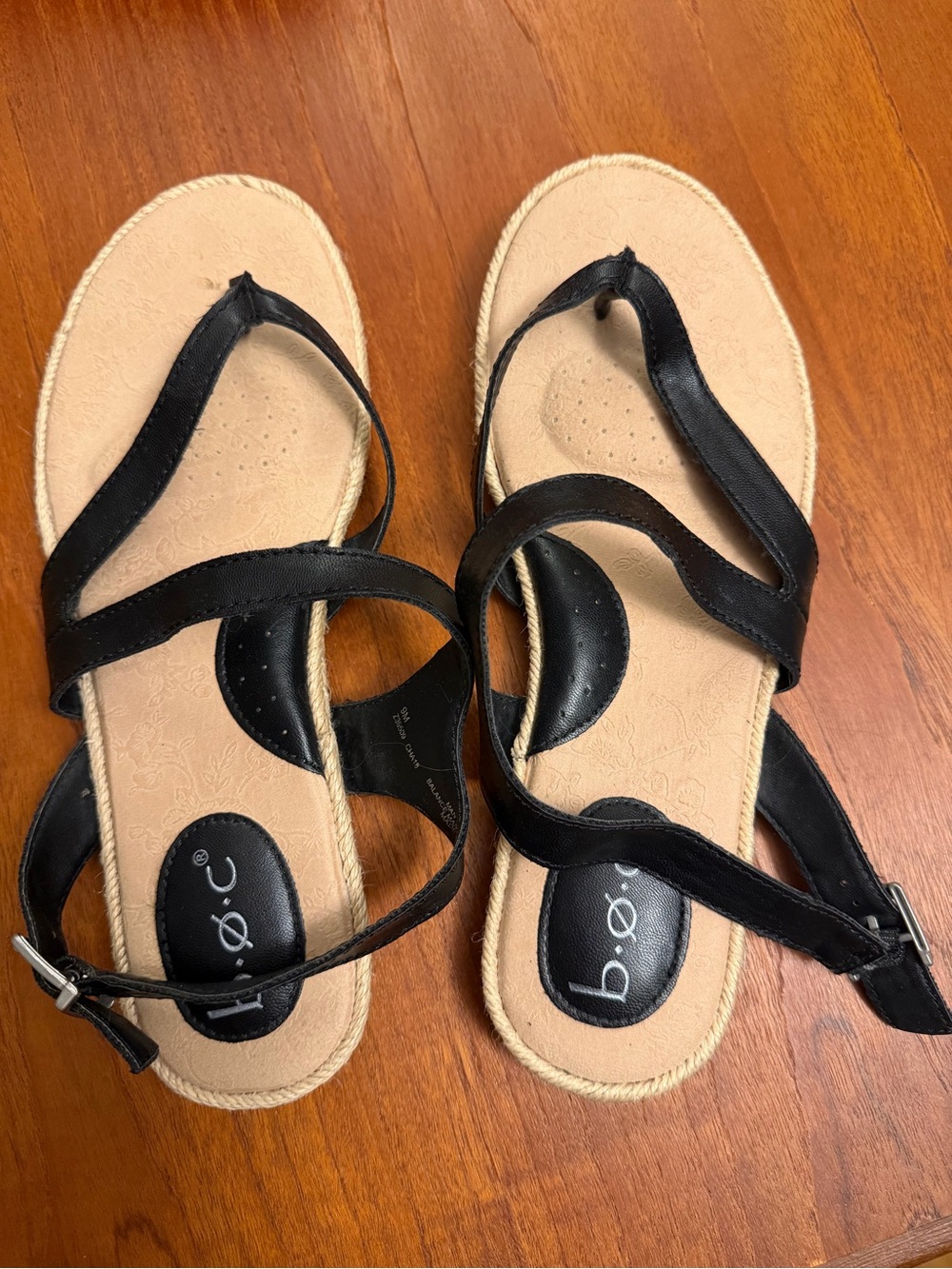 boc Black Strappy Toe-Ring Sandals with Ankle Buckle
